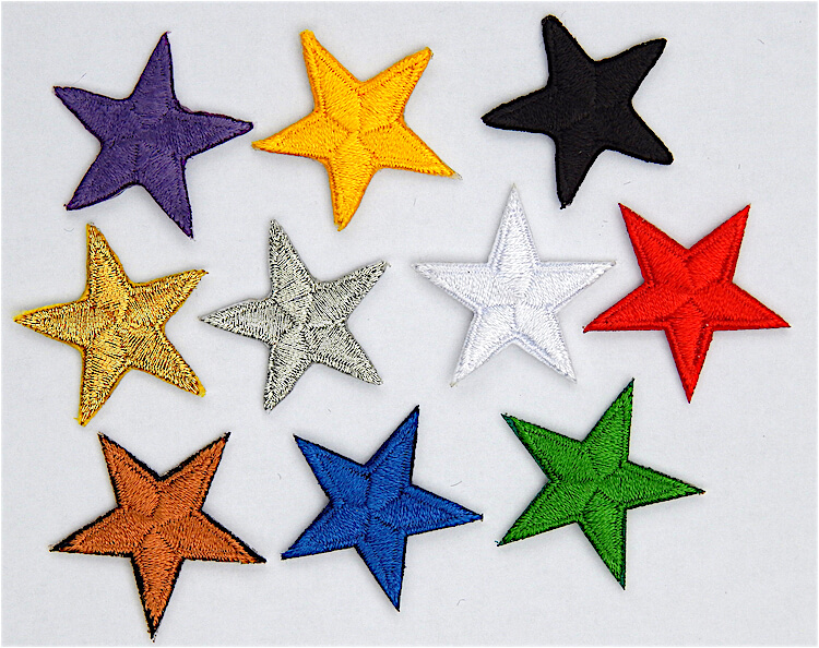 Star patches > applique > embroidered > pretty colours > iron on or sew